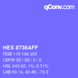 Color code: HEX #736AFF | qconv.com