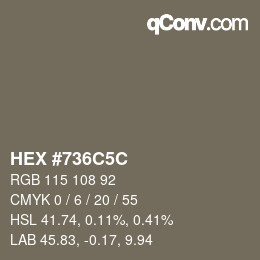 カラーコード: HEX #736C5C | qconv.com