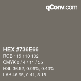 Color code: HEX #736E66 | qconv.com