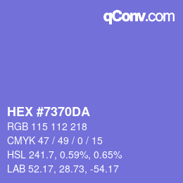 Color code: HEX #7370DA | qconv.com
