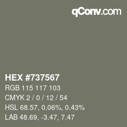 颜色代码: HEX #737567 | qconv.com