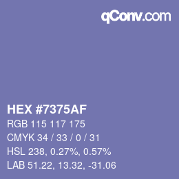 カラーコード: HEX #7375AF | qconv.com