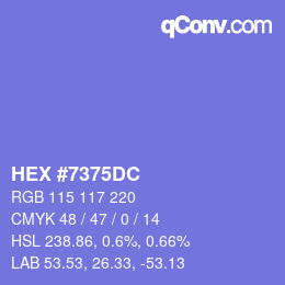 カラーコード: HEX #7375DC | qconv.com