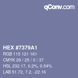 颜色代码: HEX #7379A1 | qconv.com