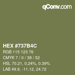 Color code: HEX #737B4C | qconv.com