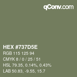 Color code: HEX #737D5E | qconv.com