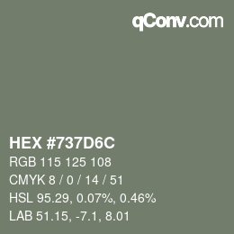 颜色代码: HEX #737D6C | qconv.com