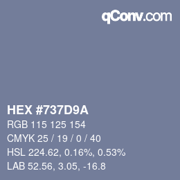 Color code: HEX #737D9A | qconv.com