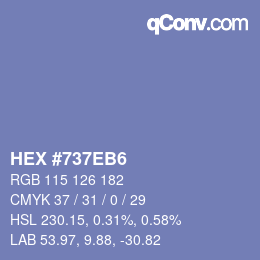 Color code: HEX #737EB6 | qconv.com