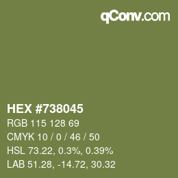 カラーコード: HEX #738045 | qconv.com