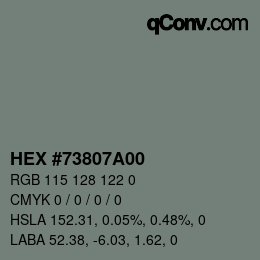 Color code: HEX #73807A00 | qconv.com