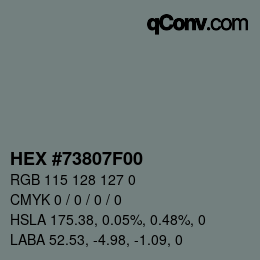 Color code: HEX #73807F00 | qconv.com