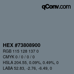Color code: HEX #73808900 | qconv.com