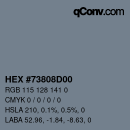 Código de color: HEX #73808D00 | qconv.com