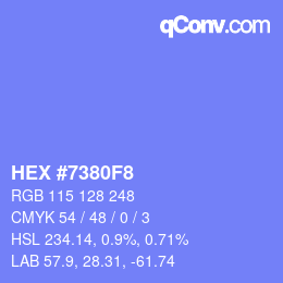 Color code: HEX #7380F8 | qconv.com