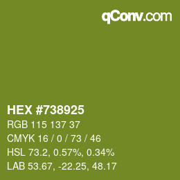カラーコード: HEX #738925 | qconv.com