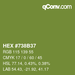 Farbcode: HEX #738B37 | qconv.com