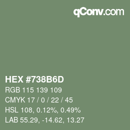 Color code: HEX #738B6D | qconv.com