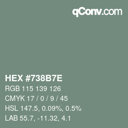 Color code: HEX #738B7E | qconv.com