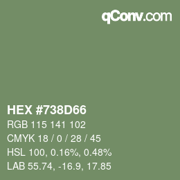 Color code: HEX #738D66 | qconv.com