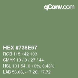 Farbcode: HEX #738E67 | qconv.com