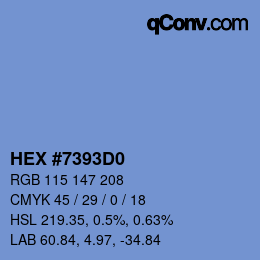カラーコード: HEX #7393D0 | qconv.com