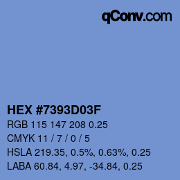 Code couleur: HEX #7393D03F | qconv.com