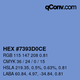 颜色代码: HEX #7393D0CE | qconv.com