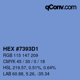 Code couleur: HEX #7393D1 | qconv.com