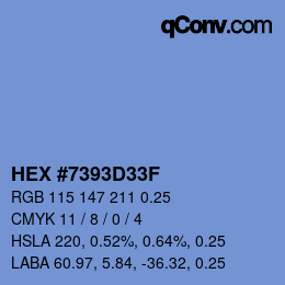 颜色代码: HEX #7393D33F | qconv.com