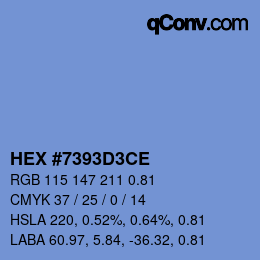 Farbcode: HEX #7393D3CE | qconv.com