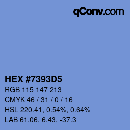 颜色代码: HEX #7393D5 | qconv.com