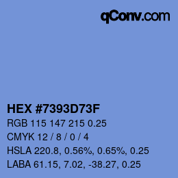 Farbcode: HEX #7393D73F | qconv.com