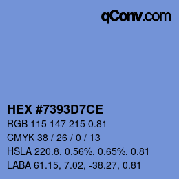 Color code: HEX #7393D7CE | qconv.com