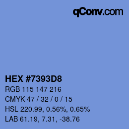 Code couleur: HEX #7393D8 | qconv.com