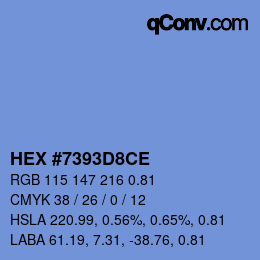 Code couleur: HEX #7393D8CE | qconv.com