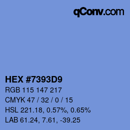 颜色代码: HEX #7393D9 | qconv.com