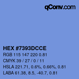 Farbcode: HEX #7393DCCE | qconv.com