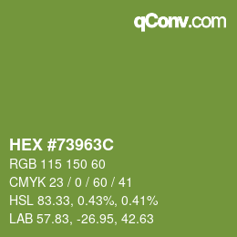 Color code: HEX #73963C | qconv.com
