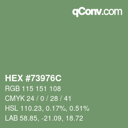 Color code: HEX #73976C | qconv.com