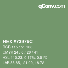 Color code: HEX #73976C | qconv.com