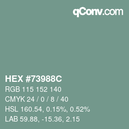 Color code: HEX #73988C | qconv.com