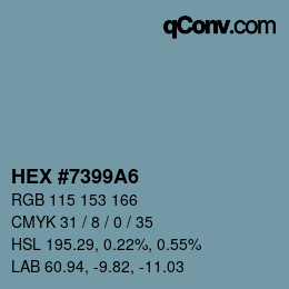 颜色代码: HEX #7399A6 | qconv.com