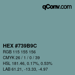 Color code: HEX #739B9C | qconv.com