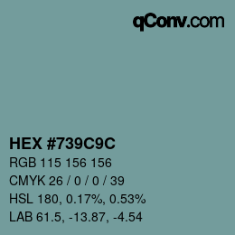 Color code: HEX #739C9C | qconv.com