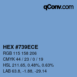 カラーコード: HEX #739ECE | qconv.com