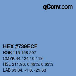 Farbcode: HEX #739ECF | qconv.com