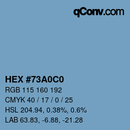 颜色代码: HEX #73A0C0 | qconv.com