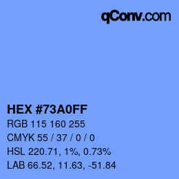 Color code: HEX #73A0FF | qconv.com