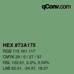 カラーコード: HEX #73A175 | qconv.com